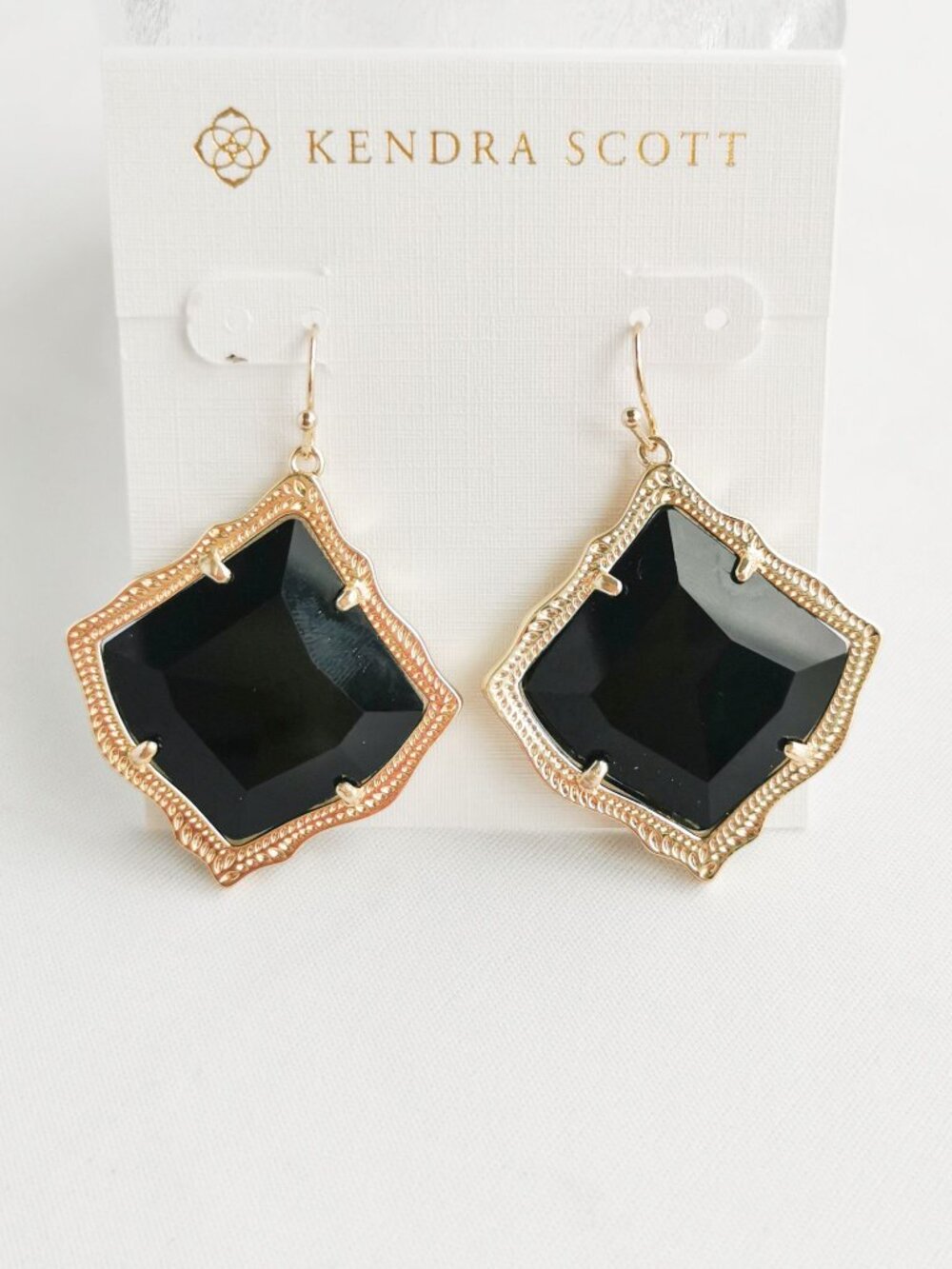 Kendra Scott Kirsten Gold Earrings & Black Opaque Glass